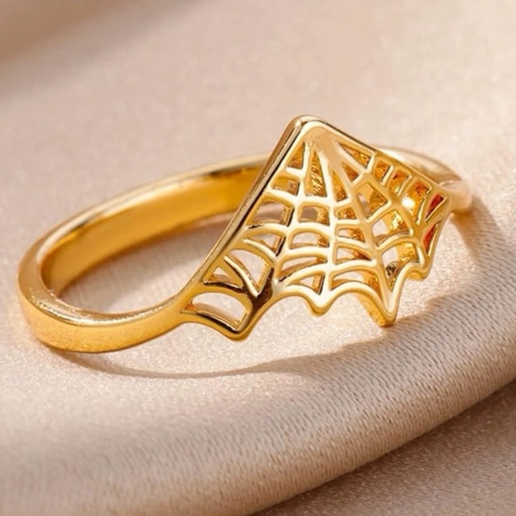 Golden Spider Web Ring - Picture 2 of 5